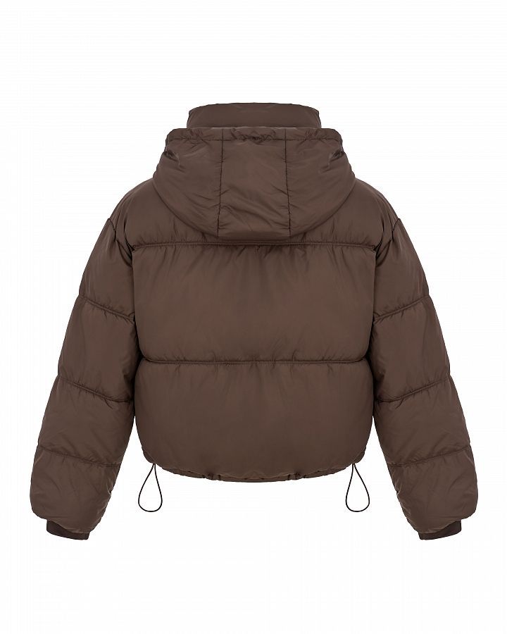 Short down jacket with hood brown 240909/3 #RU#  240909/3 № 2