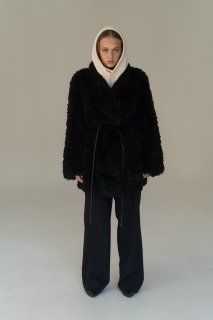 Lengthened fur overcoat black 19421/2 № 3