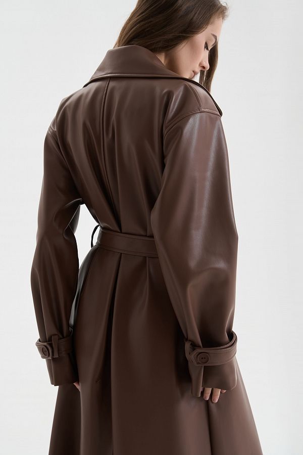  Maxi trench eco-leather on suede without patches brown trench25/1 #RU#  trench25/1 № 3