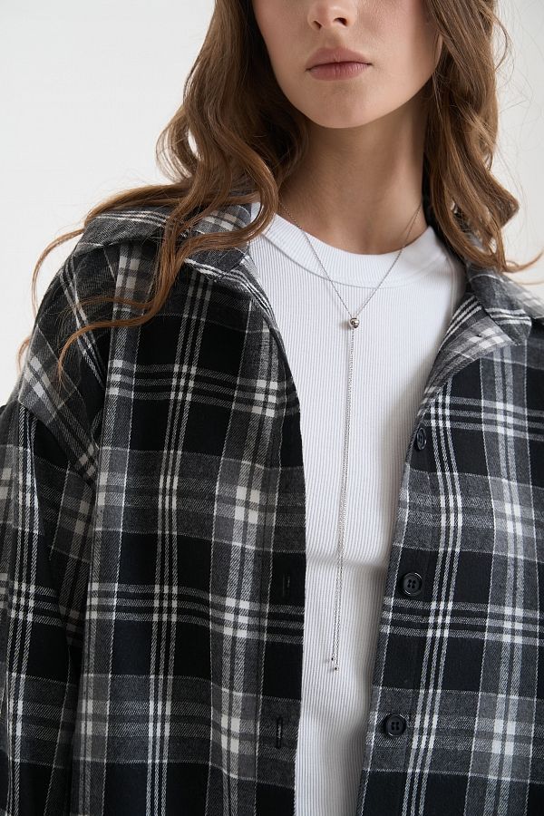 Oversized plaid shirt black shir25/1 #RU#  shir25/1 № 4