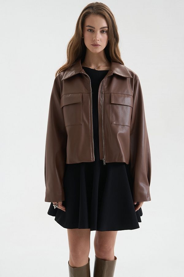 Brown eco leather jacket jac25/1 #RU#  jac25/1 № 2