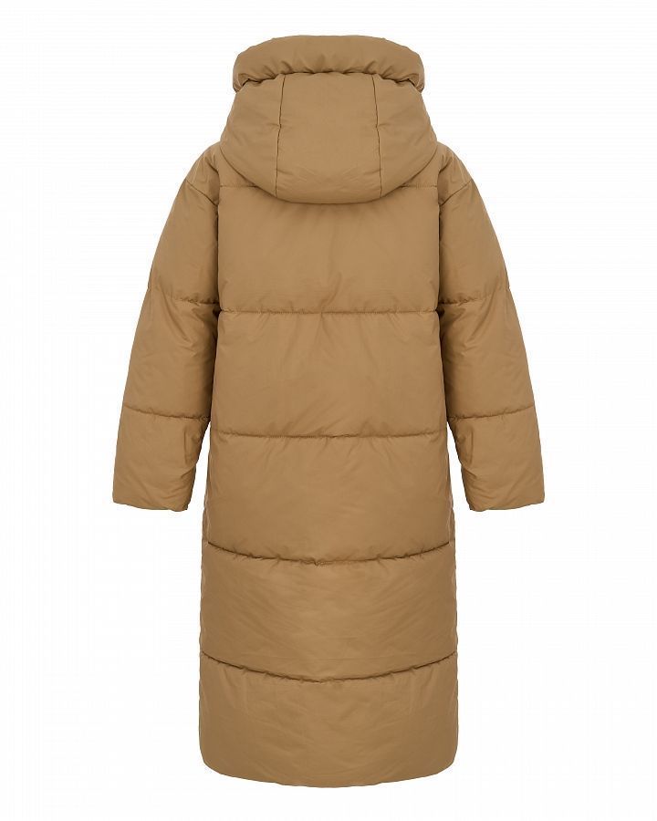 Long beige down jacket with hood  240906/3 #RU#  240906/3 № 4