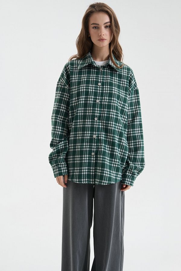 Oversized plaid shirt green shir25/2 #RU#  shir25/2 № 3