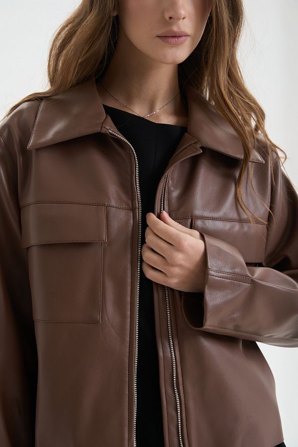 Brown eco leather jacket jac25/1 #RU#  jac25/1 № 1
