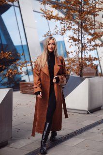 Ginger suede trench with lining