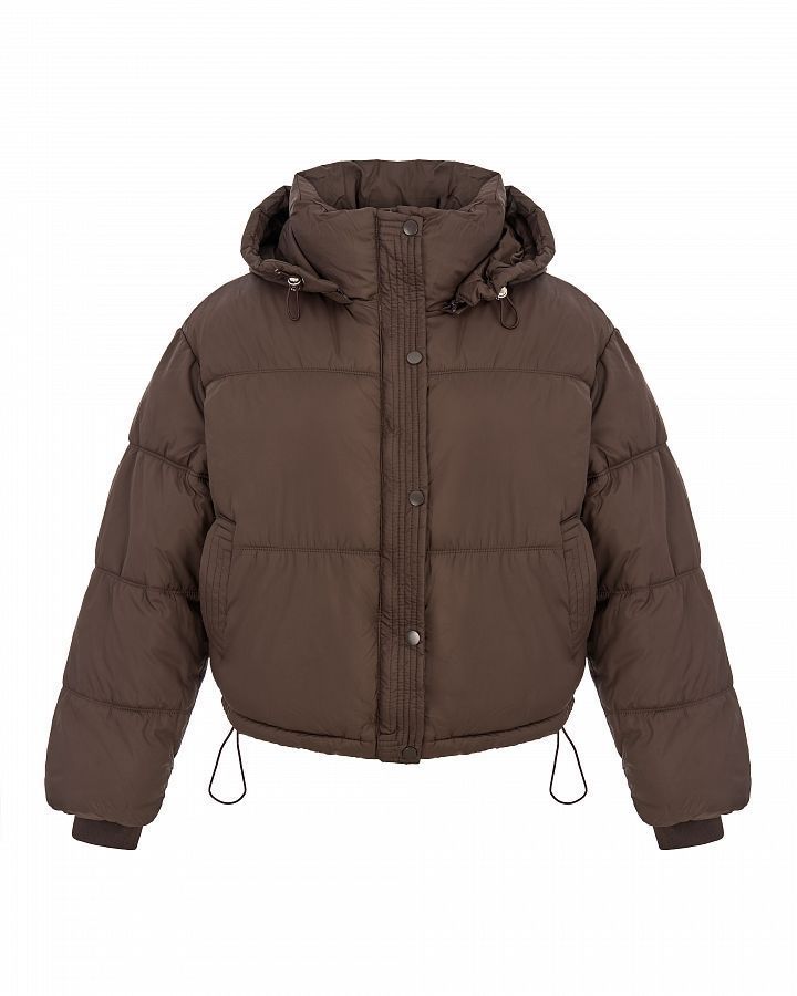 Short down jacket with hood brown 240909/3 #RU#  240909/3 № 1