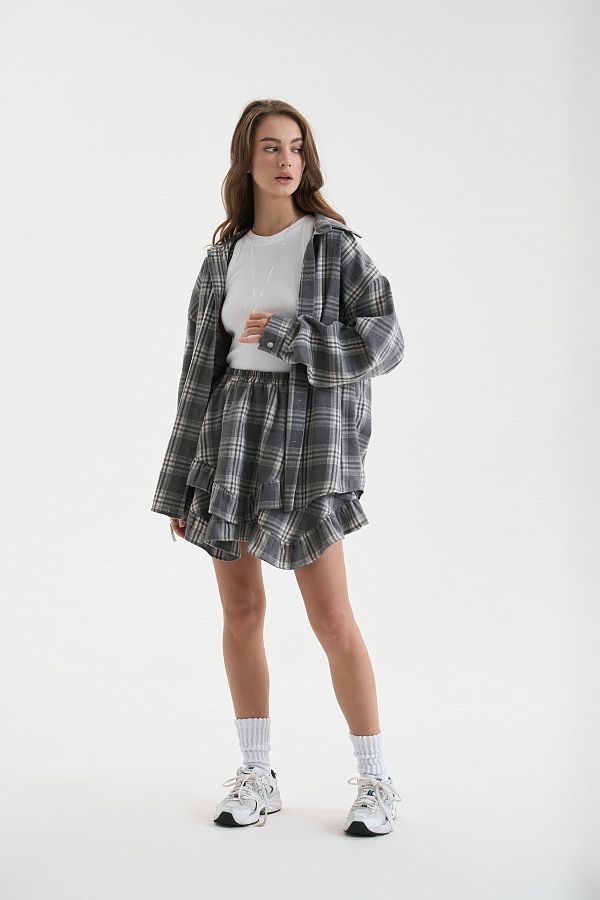 Oversized plaid shirt grey shir25/3 #RU#  shir25/3 № 4