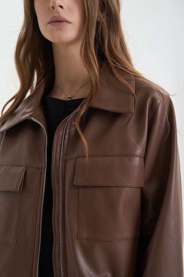 Brown eco leather jacket jac25/1 #RU#  jac25/1 № 4