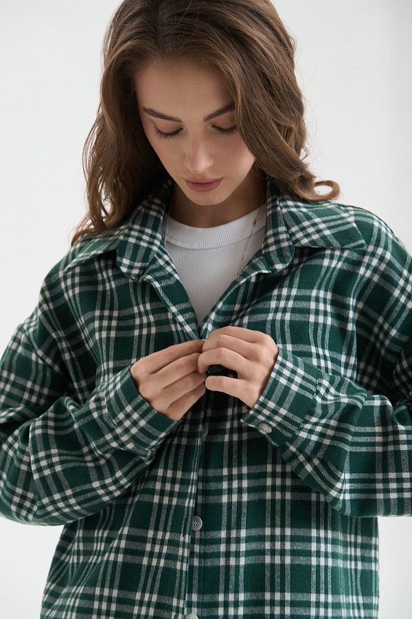 Oversized plaid shirt green shir25/2 #RU#  shir25/2 № 6