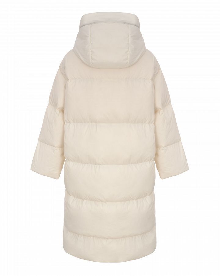 Long ivory down jacket with hood  240906/2 #RU#  240906/2 № 4