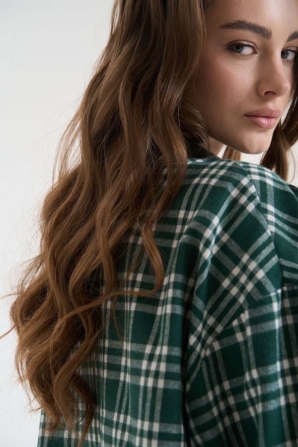 Oversized plaid shirt green shir25/2 #RU#  shir25/2 № 5