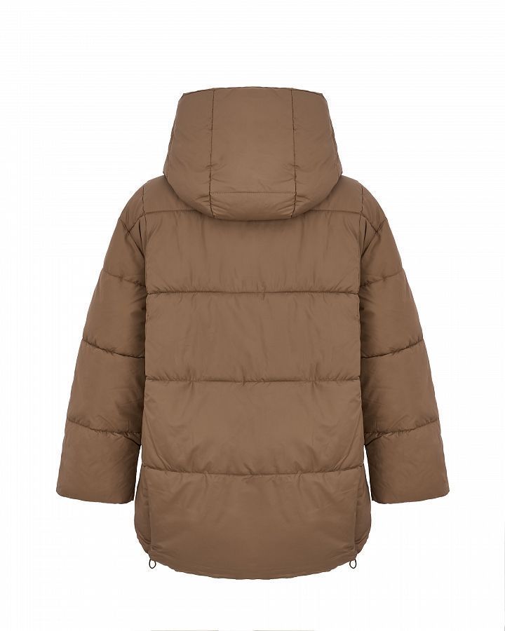 Lengthened beige down jacket with hood  240907/4 #RU#  240907/4 № 2