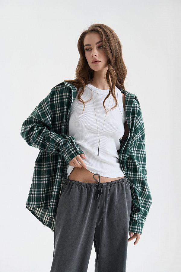Oversized plaid shirt green shir25/2 #RU#  shir25/2 № 2