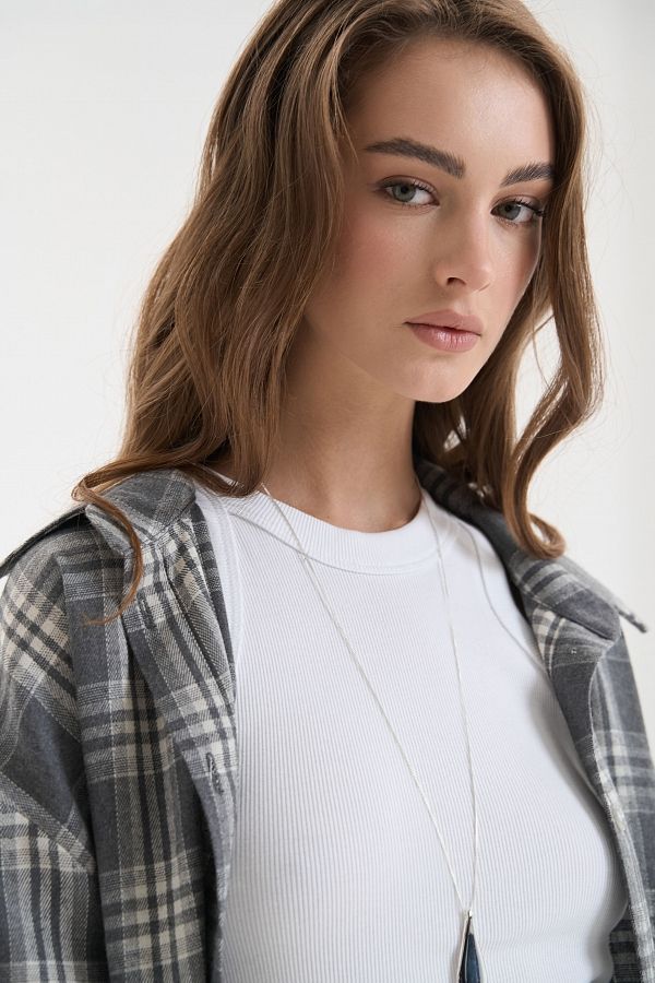 Oversized plaid shirt grey shir25/3 #RU#  shir25/3 № 3