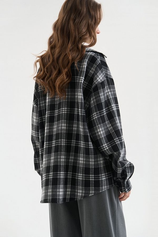 Oversized plaid shirt black shir25/1 #RU#  shir25/1 № 3