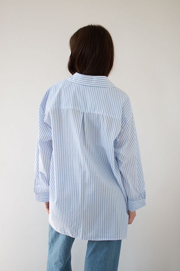 Classic cotton shirt blue with stripes MBSCH001/8 #RU# Klasyczna bawełniana koszula w niebieskie paski MBSCH001/8 № 6