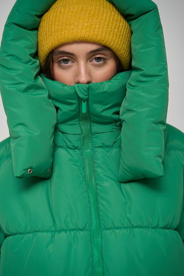 Green cropped coat with zipper KR01106 #RU#  KR01106 № 1