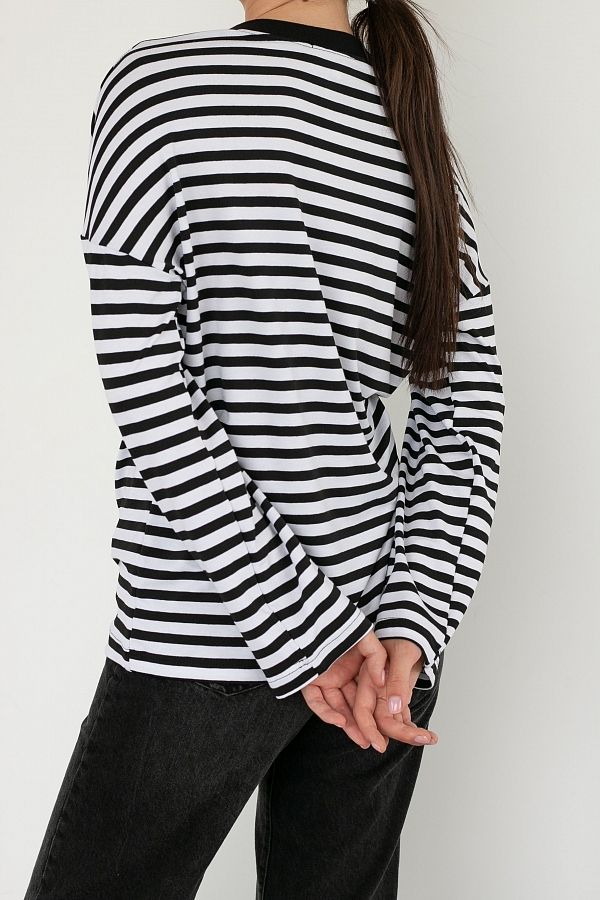 Longsleeve in black stripes (black collar) KS0123 #RU# Długi rękaw w kolorze czarnym w paski KS0123 № 6