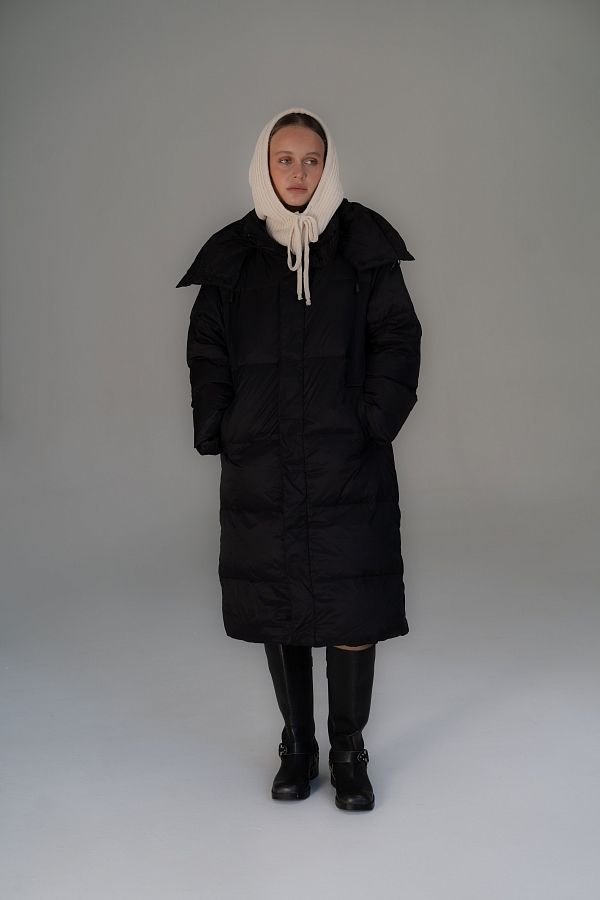 Long black down jacket with hood  240906/1 #RU#  240906/1 № 2