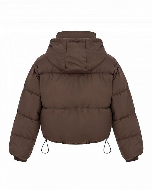 Short down jacket with hood brown - №2