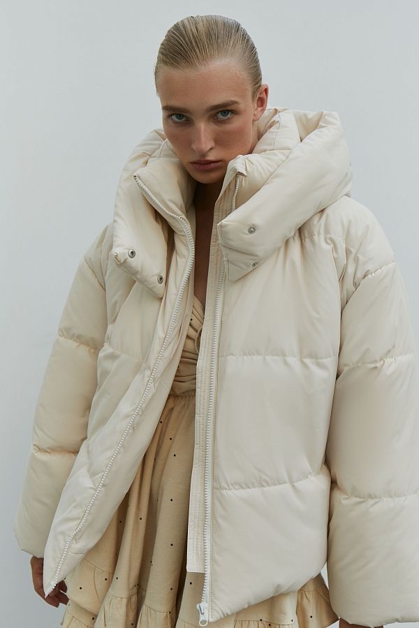 Ivory cropped coat with zipper KR01102 #RU#  KR01102 № 1