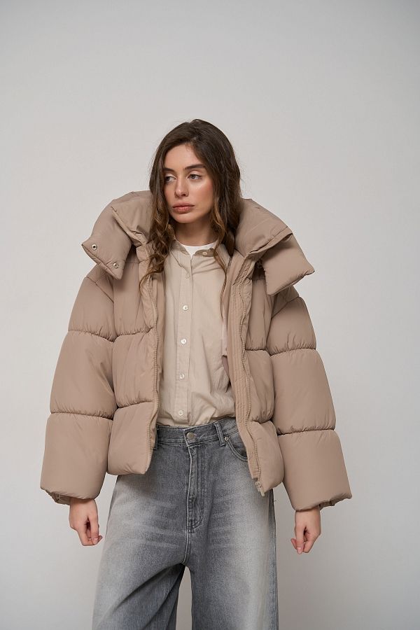 Beige cropped coat with zipper KR01105 #RU#  KR01105 № 3