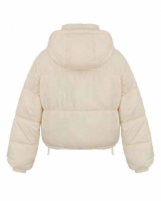 Short down jacket with hood ivory - №2