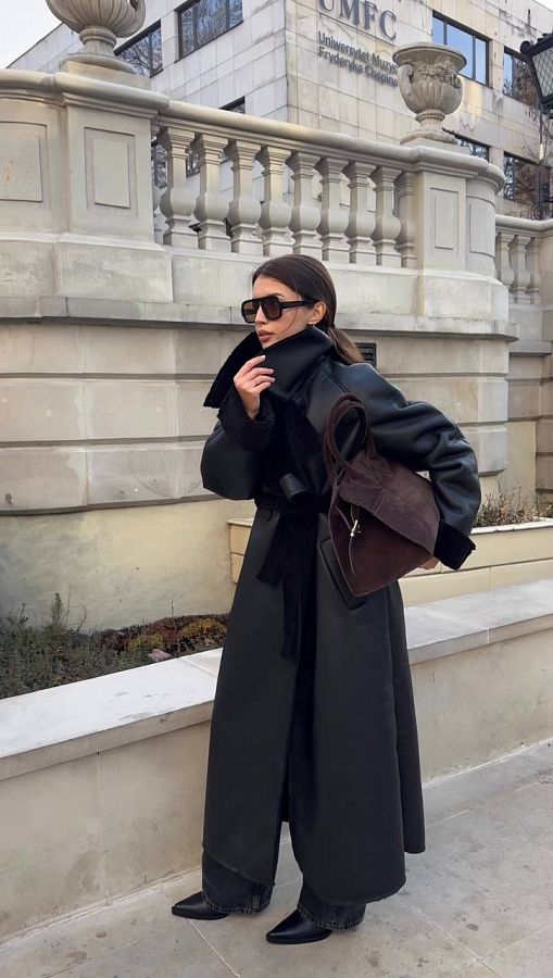 Sheepskin coat black with black fur GR02/3 № 1