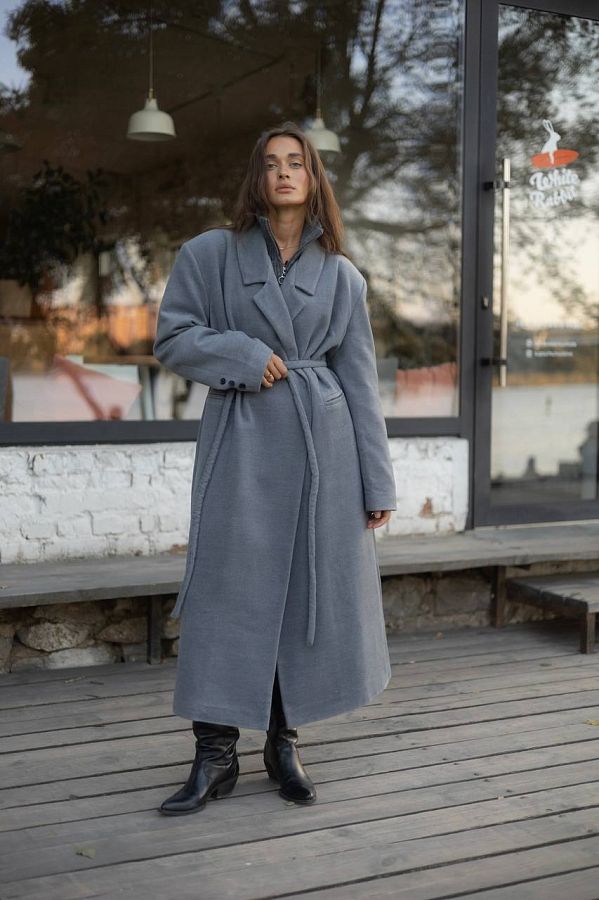 Belt-stripe maxi overcoat  #RU#   № 3