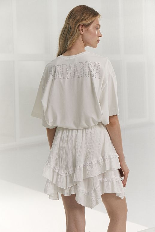 T-shirt with rhinestones white - №2