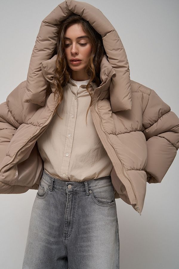 Beige cropped coat with zipper KR01105 #RU#  KR01105 № 2