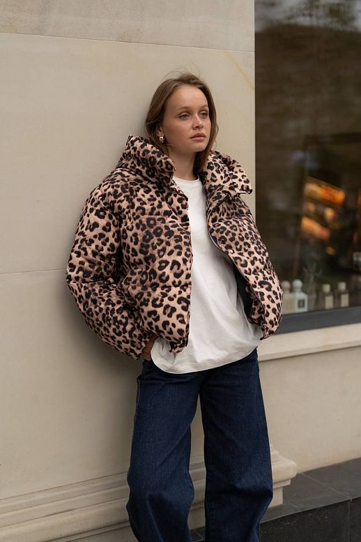 Down jacket with leopard pattern - №2
