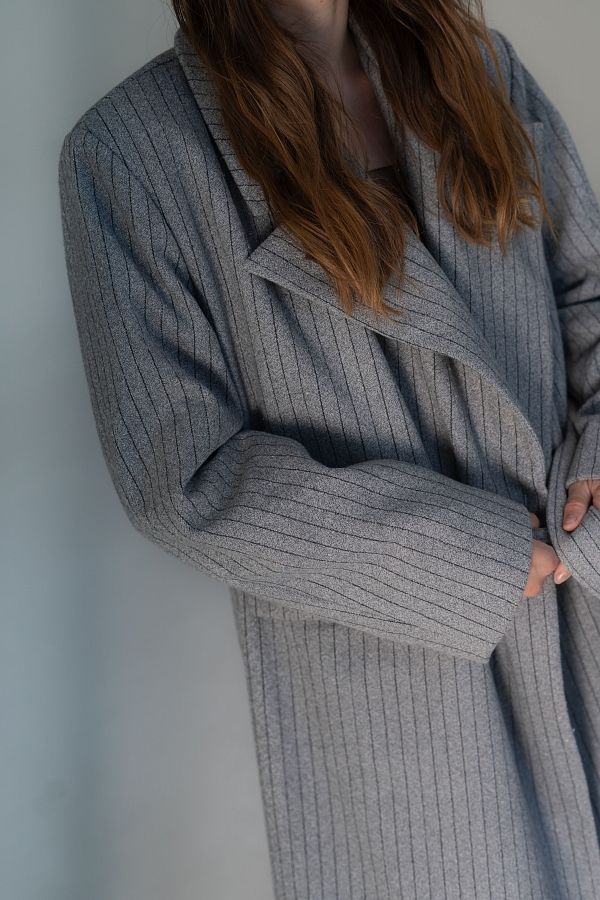 Gray insulated overcoat with stripes C2304/2 #RU#  C2304/2 № 3