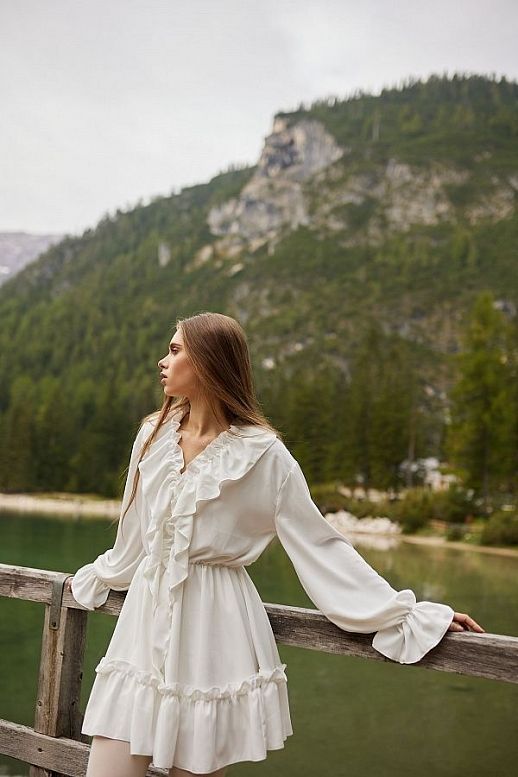 Mini dress with flounces - №2