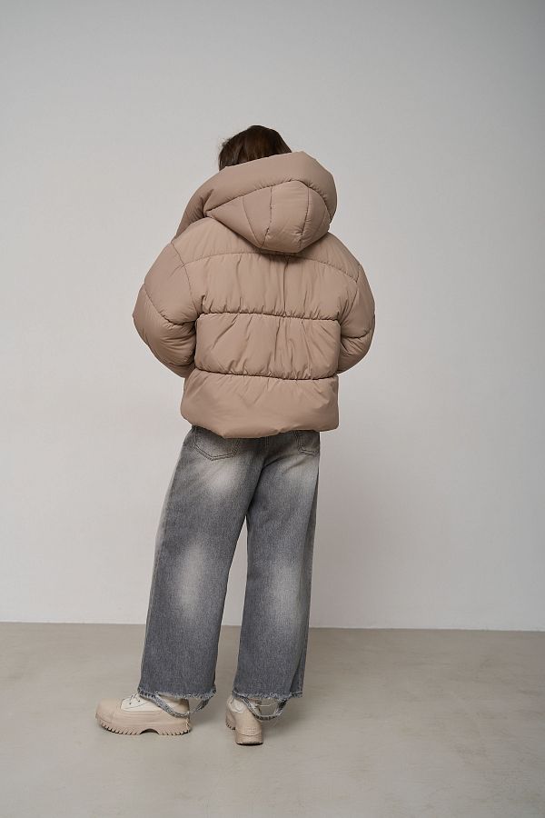 Beige cropped coat with zipper KR01105 #RU#  KR01105 № 5