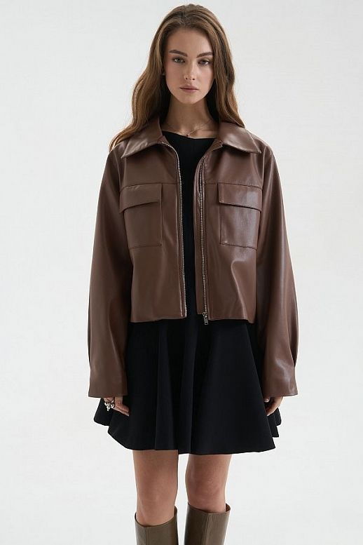 Brown eco leather jacket - №2