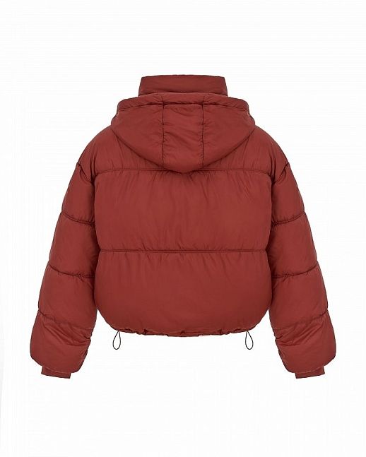 Short down jacket with hood burgundy - №2