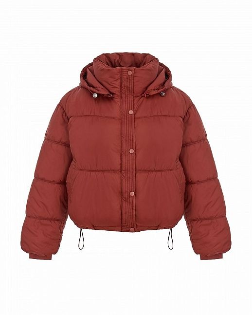 Short down jacket with hood burgundy