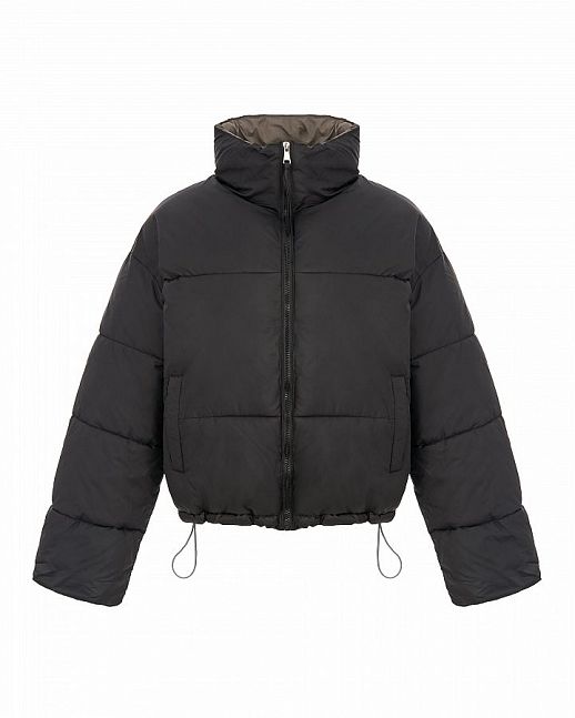 Short two-sided down jacket black