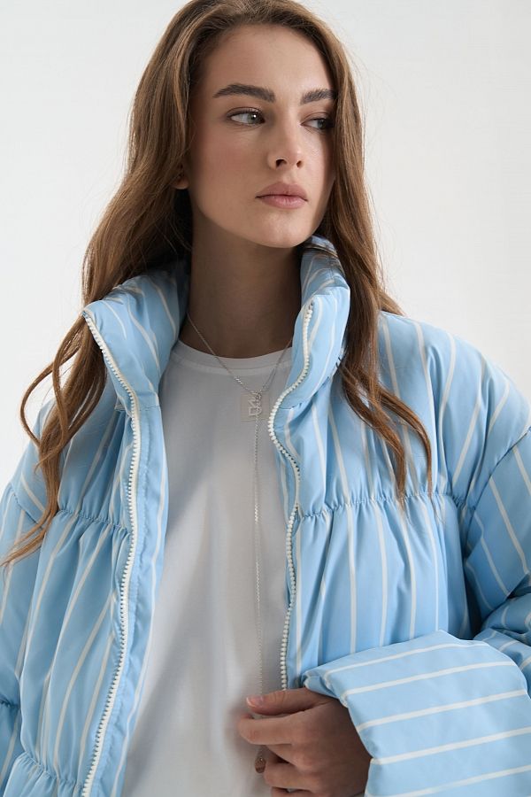 Short coat with collar blue with stripes coat25/1 #RU#  coat25/1 № 7