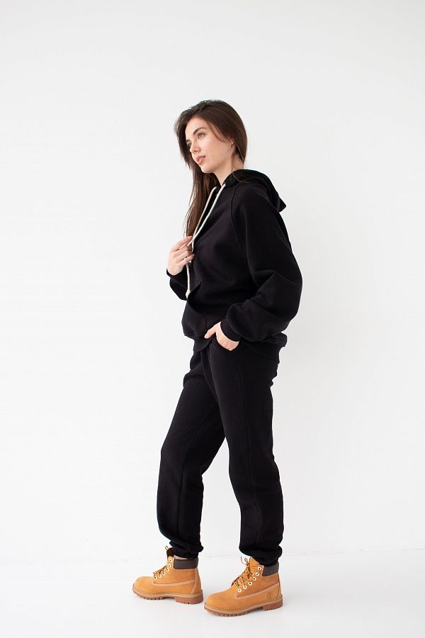 Black suit insulated with fleece N0123/3 #RU# Kombinezon sportowy ocieplany na czarnym polarze N0123/3 № 4