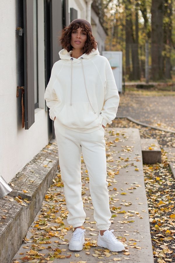 White suit insulated with fleece H0123/6 #RU# Kombinezon sportowy ocieplany na białym polarze H0123/6 № 4