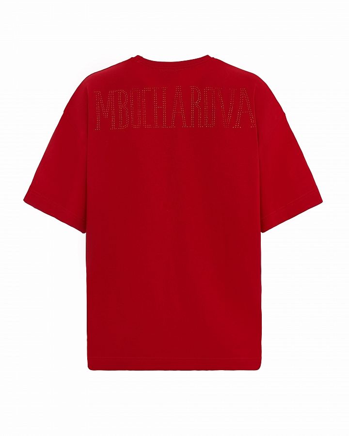 T-shirt with rhinestones red FB202411/3 #RU#  FB202411/3 № 2