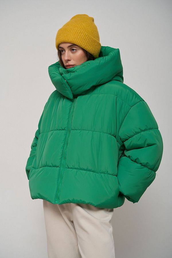 Green cropped coat with zipper KR01106 #RU#  KR01106 № 4