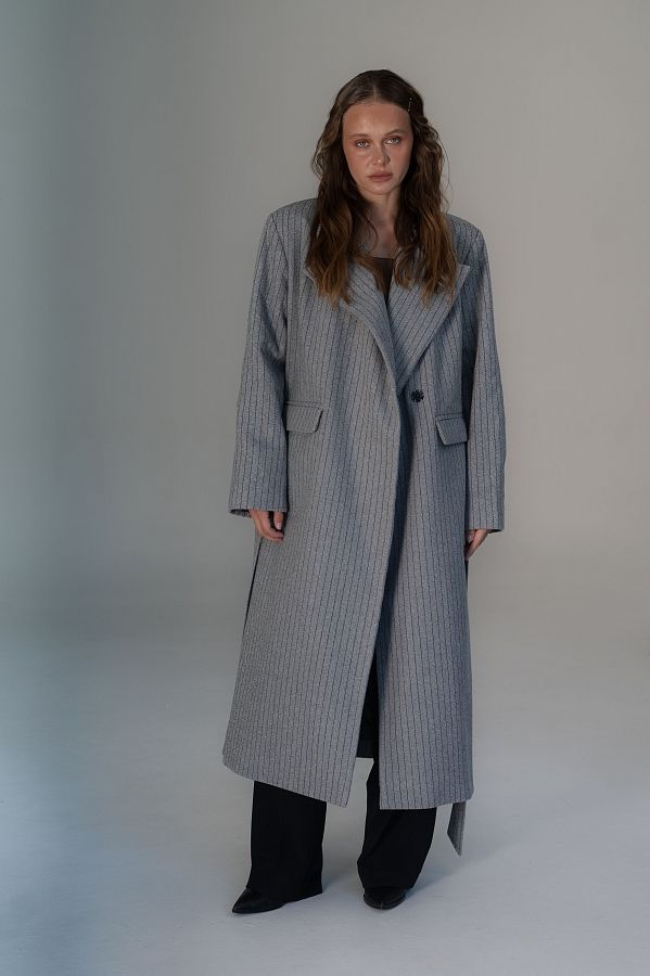 Gray insulated overcoat with stripes C2304/2 #RU#  C2304/2 № 2