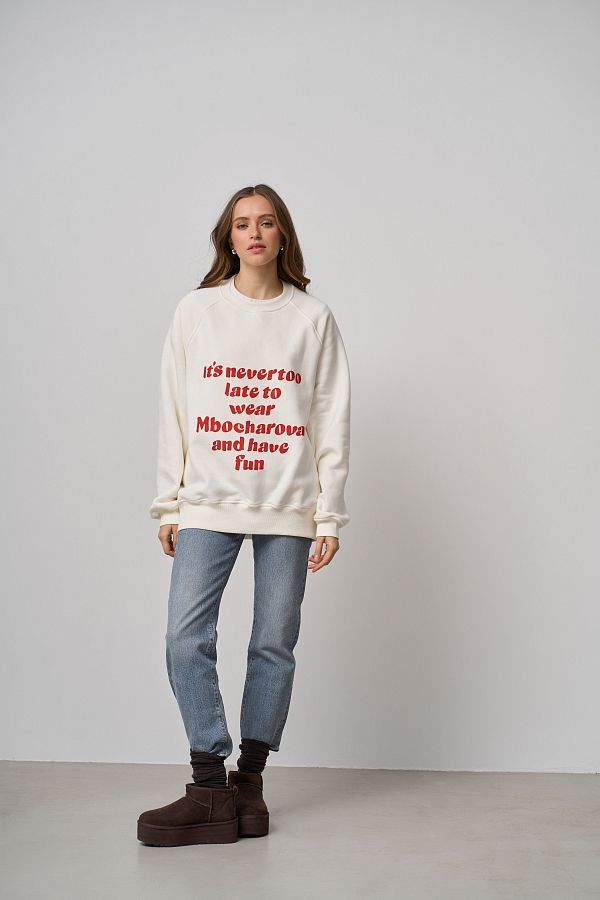 Ivory sweatshirt with print SV01/5 #RU#  SV01/5 № 5