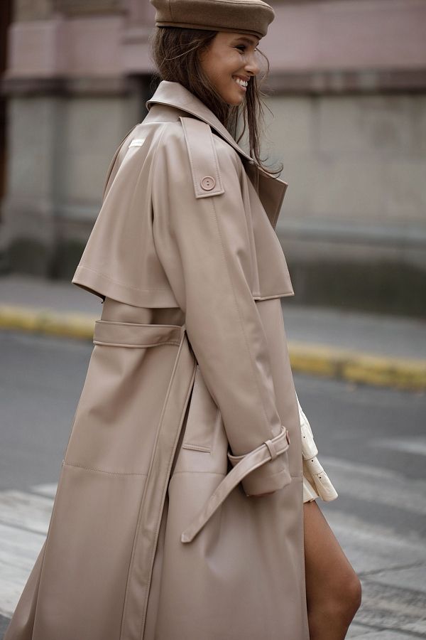 Beige eco-leather trench coat on suede С0321/23 #RU#  С0321/23 № 3