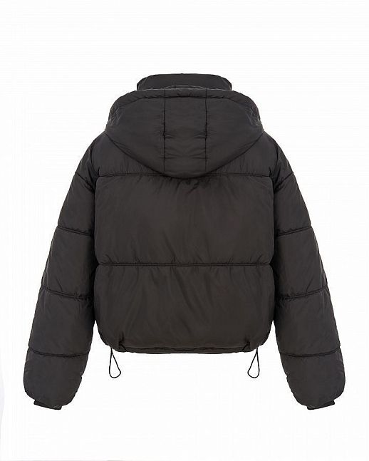 Short down jacket with hood black - №2