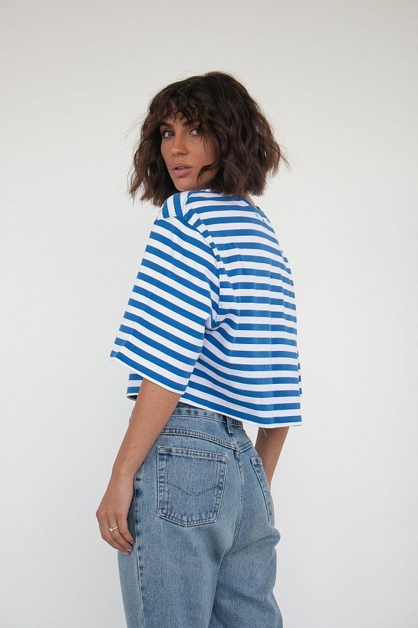 Short light blue striped T-shirt TR30282/3 #RU# T-shirt skrócony w niebieskie paski TR30282/3 № 3
