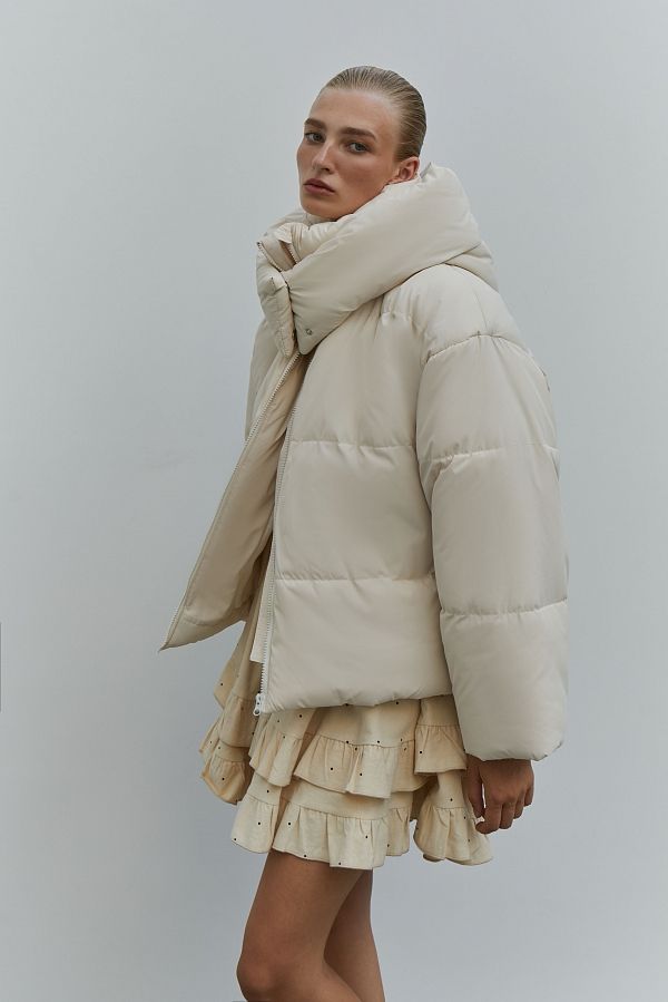 Ivory cropped coat with zipper KR01102 #RU#  KR01102 № 2